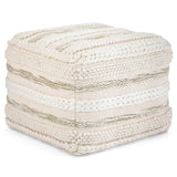 Zenarique Handcrafted Cotton Woven Pinstripe Pouf