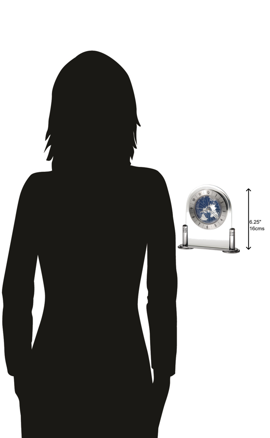 Hekman Furniture 645346 Howard Miller World Map Alarm Clock - Elegant Design, Quartz Movement, Perfect For Home Decor  Discoverer Tabletop Clock 645346