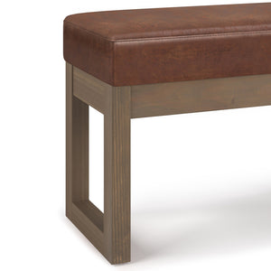 English Elm Milltown Compact Ottoman Bench - Distressed Saddle Brown Vegan Leather, Stylish & Versatile Accent Piece B136P159087