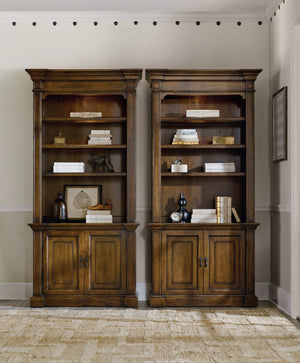 Hooker Furniture Archivist Mid-Century French-Style Bookcase With Glass Doors, Adjustable Shelves & Integrated Lighting 5447-10446