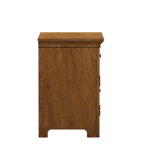 Homelegance By Top-Line Macie 1-Drawer Wood Cupboard Nightstand with Charging Station Oak Wood