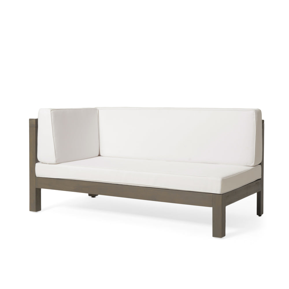 English Elm Brava Acacia Corner Bench Set with Coffee Table Outdoor Cross-back Slatted Design 57967.00WHI2