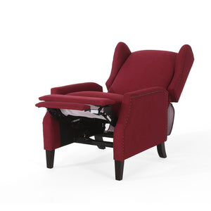 English Elm Christopher Knight Home® - Pushback Recliner Chair with Nailhead Trim and Wingback Design, Plush Fabric Comfort for Living Rooms Red 60760.00DRED