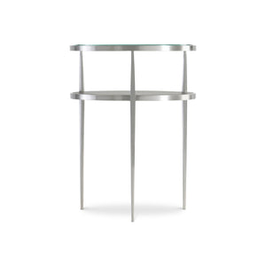 Bernhardt Bernhardt Cornelia Accent Table With Nebbia Wood Shelf, Brushed Stainless Frame & Tempered Glass Top 331123