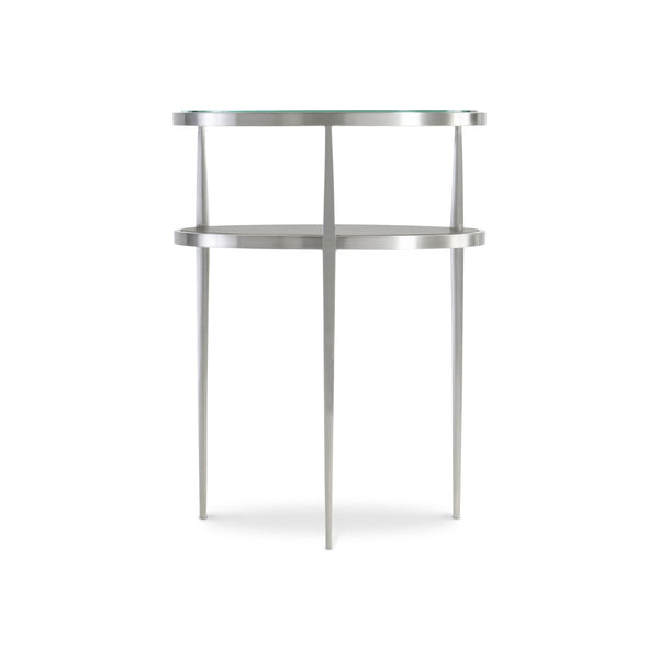 Bernhardt Bernhardt Cornelia Accent Table With Nebbia Wood Shelf, Brushed Stainless Frame & Tempered Glass Top 331123