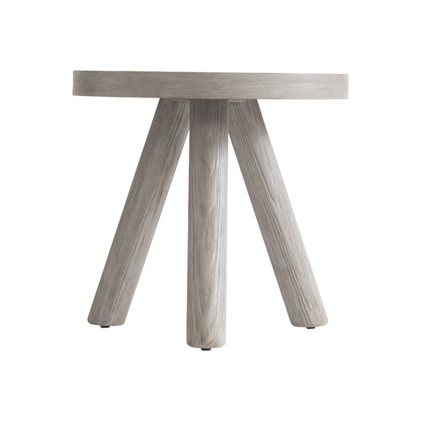 Bernhardt Bernhardt Harmon Side Table With Textured Gris Finish, Pine Veneer Round Top, Three-Legged Stable Design 555125