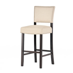 English Elm Christopher Knight Home® - Barstools Beige set of 2 with Rivet Accent, Upholstered Fabric Cushion, Durable Wood Frame, Versatile 56695.00