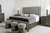 Bernhardt Linea Queen Panel Bed with Upholstered Headboard and Footboard in Cerused Charcoal Finish K1101