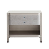 Zoey 2 Drawer Nightstand with Open Shelf and Wireless Charger Silver P344141 Pulaski Furniture