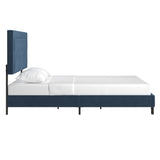 Homelegance By Top-Line Terrell Black Finish Frame with Velvet Fabric Platform Bed Blue Velvet