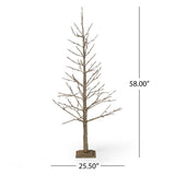 Christopher Knight Home® - Noble House - 5-foot Pre-Lit 186 Warm White LED Artificial Christmas Twig Tree