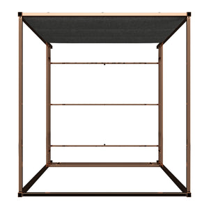 Homelegance By Top-Line Marcel Champagne Gold Canopy Bed with Linen Panel Headboard Champage Gold Metal