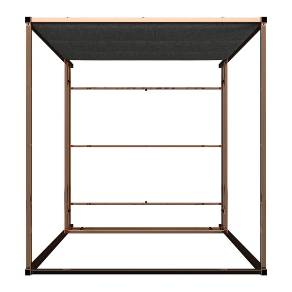 Homelegance By Top-Line Marcel Champagne Gold Canopy Bed with Linen Panel Headboard Champage Gold Metal