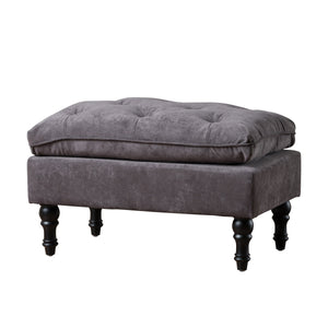English Elm Christopher Knight Home® - LOFTON Charcoal 28" Pillow-Top Ottoman with Button Tufting, Birch Frame & Espresso Turned Legs 53081.00GRY