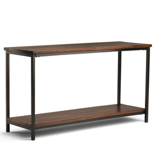 English Elm Skyler Console Sofa Table - Handcrafted Mango Wood With Open Shelving In Dark Cognac Finish B136P158240-GIGA