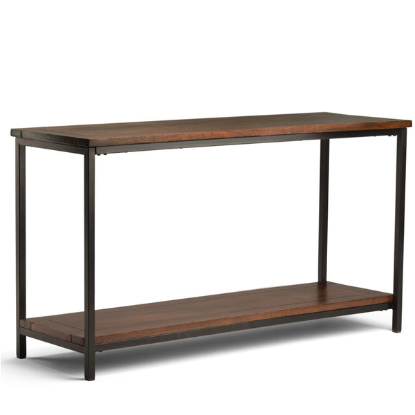 English Elm Skyler Console Sofa Table - Handcrafted Mango Wood With Open Shelving In Dark Cognac Finish B136P158240-GIGA