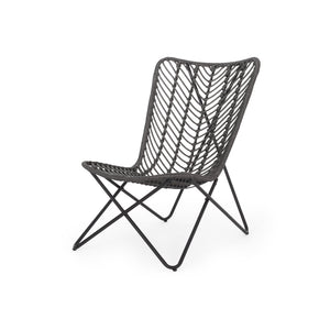 English Elm Gatlin Woven Wicker Outdoor Accent Chair Set Bohemian Curved Shell with Geometric Base 70650.00GRY
