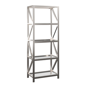 Homelegance By Top-Line Orsino Brushed Nickel Bookcase Nickel Metal