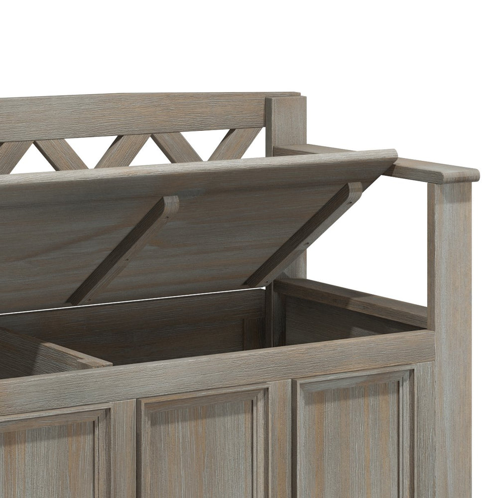 English Elm Amherst Solid Wood Entryway Storage Bench With Distressed Grey Finish, Spacious & Versatile Design B136P158338
