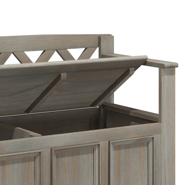 English Elm Amherst Solid Wood Entryway Storage Bench With Distressed Grey Finish, Spacious & Versatile Design B136P158338