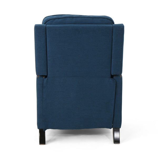 English Elm Christopher Knight Home® - 27.5" Wide Manual Standard Recliner with Plush Upholstery, Nailhead Trim & Contemporary Pushback Comfort Navy Blue 62808.00