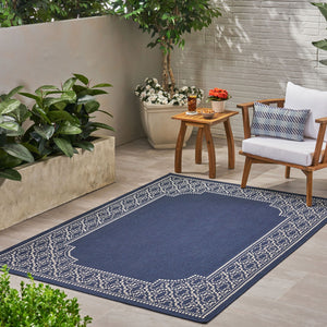 English Elm Christopher Knight Home® - MARINA 4401L Navy Polypropylene Rug 5'3" x 7' Machine Woven Loop Pile Durable Indoor Outdoor Decor 65842.00
