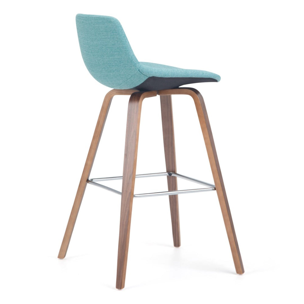 English Elm Randolph Mid-Century Modern Bentwood Bar Stools Set Of 2 - Stylish Aqua Upholstered Comfort & Durability B136P159440-GIGA