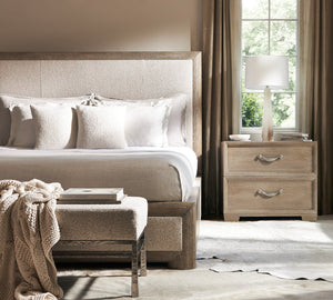 Bernhardt Bernhardt Marcona Upholstered King Panel Bed With Stitched Headboard & Low Footboard, Rustic Chic Finish K1860