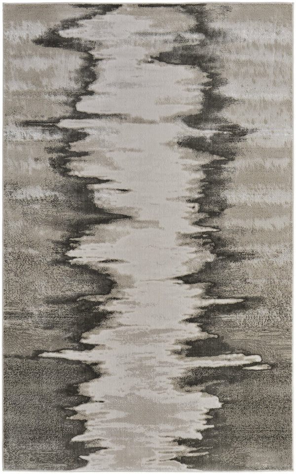 Feizy Rugs Micah Modern Abstract Low Pile Area Rug - Soft, Stain & Fade Resistant, Perfect For High Traffic Spaces Gray,Taupe,Ivory Polyester,Polypropylene 69439lqfivyslvg22