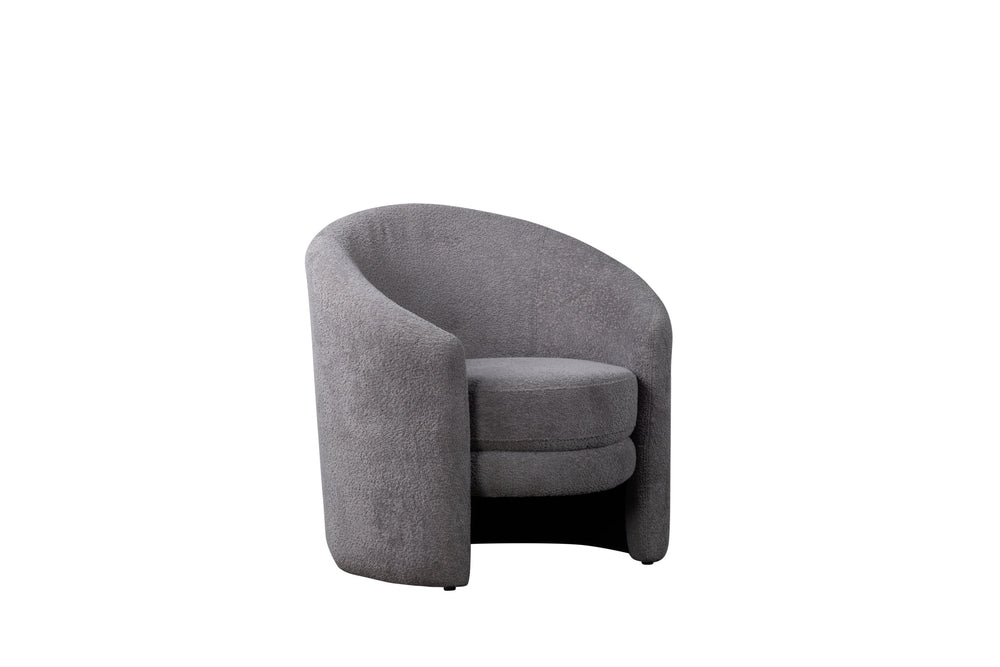 Porter Designs Porter Leo Boucle Fabric Accent Chair In Stylish Gray - Modern Small Space Seating Solution Gray Fabric 01-168-06-3576