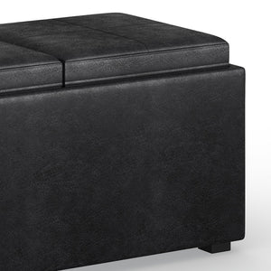 English Elm Avalon 5-Piece Storage Ottoman Set In Distressed Black Faux Leather - Stylish, Versatile, & Functional B136P159759