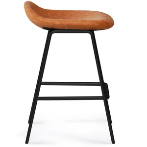 English Elm Dafney - Stylish Counter Height Stool Set Of 2 In Durable Camel Brown Vegan Leather For Urban Living B136P158579