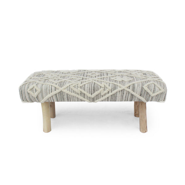 English Elm Christopher Knight Home® - Eucalyptus Wood Bench - Handcrafted Boho Upholstered Seating For Entryway, Hallway & Bedroom Decor 66418.00IVR