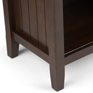 English Elm Acadian Handcrafted Bedside Table in Brunette Brown - Solid Wood, Drawer & Open Storage, Transitional Design B136P159417