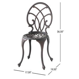 English Elm Charleston Cast Aluminum Outdoor Bistro Set Rust Resistant Copper Finish Patio Seating 50550.00COP