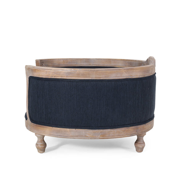 English Elm Pet Bed with Tufted Cushion Solid Birch Turned Legs Upholstered Living Room Sofa Style Navy Blue 72913.00NBLU