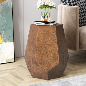 English Elm Christopher Knight Home® - METAL Modern Hammered Iron Geometric Side Table — Sleek Brushed Finish, Sturdy 80 lb Capacity Antique Bronze 72228.00BRZBRSANT