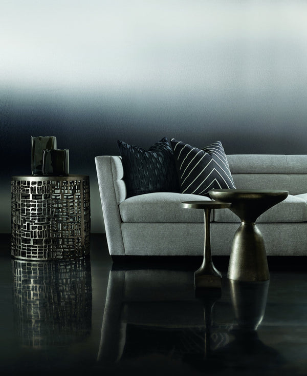 Bernhardt Bernhardt Aaron Cast-Aluminum Chairside Table In Graphite Finish With Open Geometric Sculptural Sides 379162