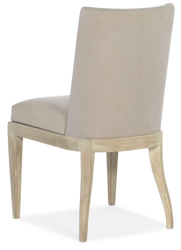 Hooker Furniture Cascade Taupe Upholstered Side Chair With Performance Fabric, Oak Veneer, Distressed Finish—Durable Comfort 6120-75410-80