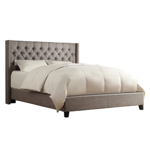 Homelegance By Top-Line Thorin Wingback Button Tufted Bed Grey Linen