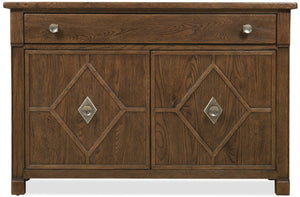 Hooker Furniture Driftwood Hall Chest With Buckboard Finish, Diamond-Motif Doors, Soft-Close Drawer & Storage Medium Wood 6820-85005-85