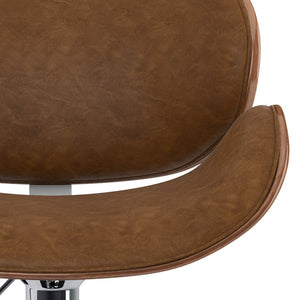 English Elm Marana - Stylish Bentwood Adjustable Swivel Bar Stool In Deep Tan Vegan Leather For Modern Spaces B136P158929