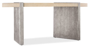 Hooker Furniture Melange Selleck Semi-Circle Writing Desk With Oak Veneer Top And Shimmer Silver Base, Modern Workspace 628-10008-95