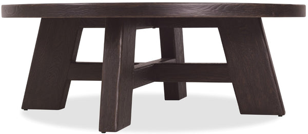 Hooker Furniture Driftwood Round Cocktail Table With Buckboard Finish, Oak Construction, Rustic Distressed Charm For Living Rooms Blacks 6820-80211-99