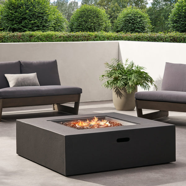English Elm 50000 Btu Square Mgo Concrete Propane Fire Table for Outdoor Patio Entertaining 59241.00-50K