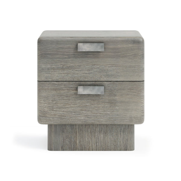 Bernhardt Bernhardt Monolith Nightstand With Puma Wire-Brushed Oak, Soft-Close Drawers, Usb Charging, Graphite Hardware 343230