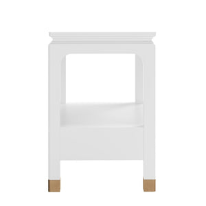 A.R.T. Furniture Eave Bedside Table - Pagoda-Inspired Design with Elegant Storage and Architectural Charm for Bedrooms White 436140-1866