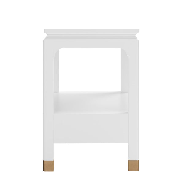 A.R.T. Furniture Eave Bedside Table - Pagoda-Inspired Design with Elegant Storage and Architectural Charm for Bedrooms White 436140-1866