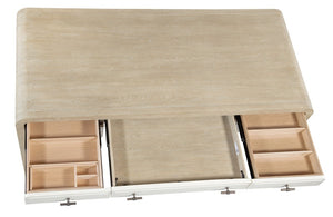Hooker Furniture Brixton Writing Desk With Two-Tone Elm & Ivory Finish, 5 Drawers, Drop-Front Keyboard, Curved Design 6022-10458-80
