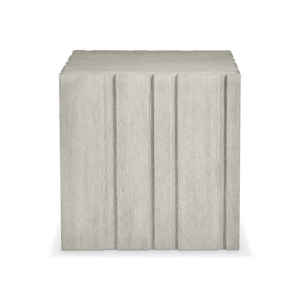 Bernhardt Bernhardt Tempo Side Table In Wirebrushed Larza Oak — Rustic Modern Vertical Panel Accent Table 346122